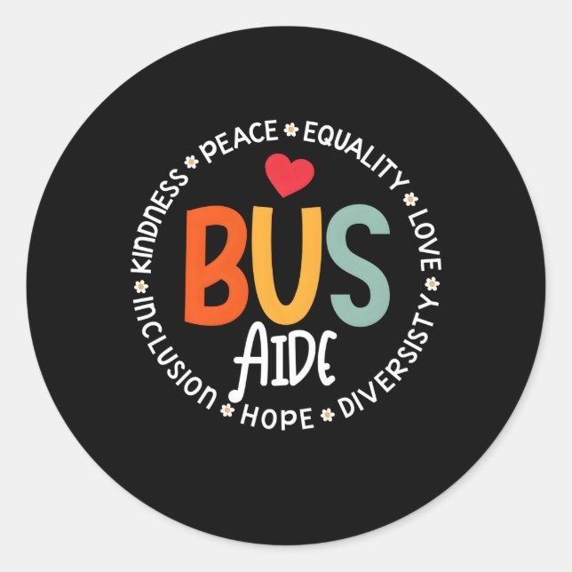 Pegatina Redonda Escuadrón De Autobuses De Vuelta Al Equipo De Auto (Anverso)