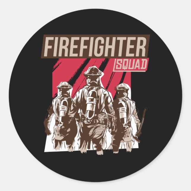 Pegatina Redonda Escuadrón de bomberos orgulloso (Anverso)