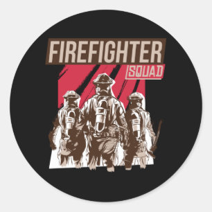 Pegatina Redonda Escuadrón de bomberos orgulloso