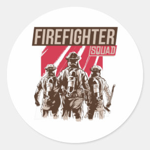 Pegatina Redonda Escuadrón de bomberos orgulloso