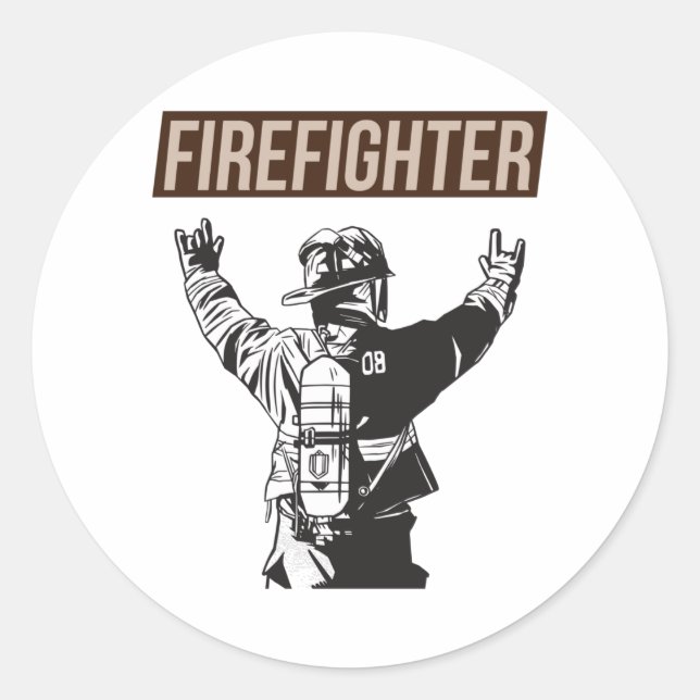 Pegatina Redonda Escuadrón de bomberos orgulloso (Anverso)