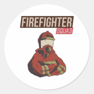 Pegatina Redonda Escuadrón de bomberos orgulloso