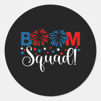 Pegatina Redonda Escuadrón De Boom 4 De Julio Fuegos Artificiales D