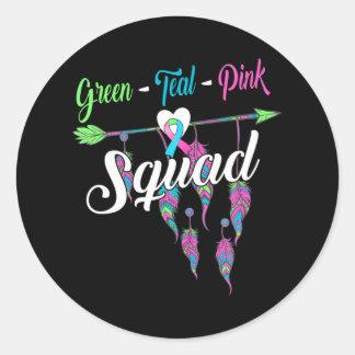 Pegatina Redonda Escuadrón de Cáncer de Mama Metastásico