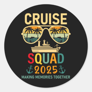 Pegatina Redonda Escuadrón de Crucero 2025 Grupo Familiar Coinciden