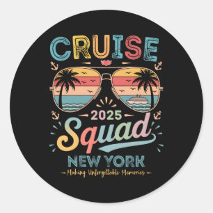 Pegatina Redonda Escuadrón de crucero 2025 Nueva York Grupo familia