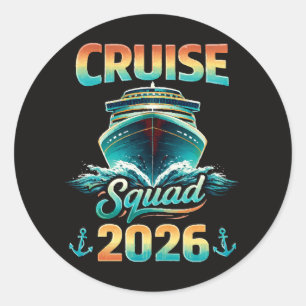 Pegatina Redonda Escuadrón de Crucero 2026 – Vacaciones de Verano