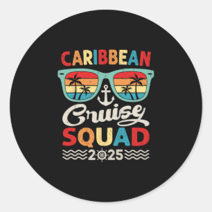 Pegatina Redonda escuadrón de crucero caribeño viaje de vacaciones