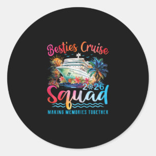 Pegatina Redonda Escuadrón de crucero de amigas 2026 Vacaciones de 