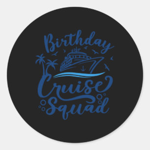 Pegatina Redonda Escuadrón de crucero de cumpleaños