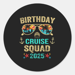 Pegatina Redonda Escuadrón de crucero de cumpleaños 2025