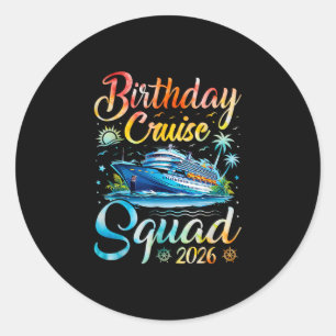 Pegatina Redonda Escuadrón de crucero de cumpleaños 2026 Fiesta de