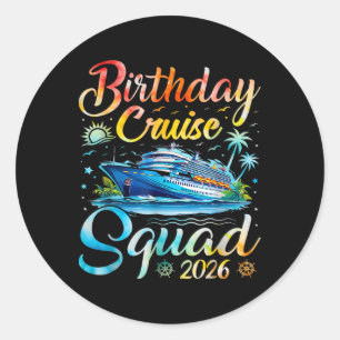 Pegatina Redonda Escuadrón de crucero de cumpleaños 2026 Fiesta de 