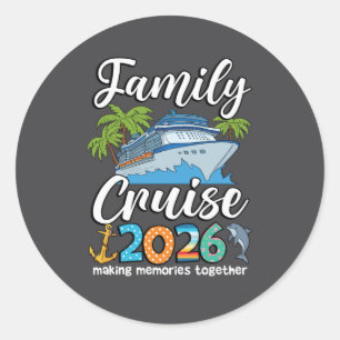 Pegatina Redonda Escuadrón de crucero familiar 2026 Grupo de verano