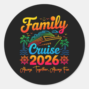 Pegatina Redonda Escuadrón de Crucero Familiar 2026 Grupo de Verano