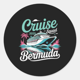 Pegatina Redonda Escuadrón de Crucero por Bermudas 2025 Vacaciones 
