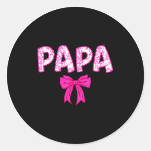 Pegatina Redonda escuadrón de cumpleaños de papá lazo rosa a juego 