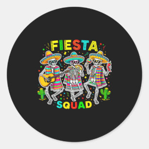 Pegatina Redonda escuadrón de fiesta cinco de mayo música mexicanaF
