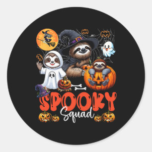 Pegatina Redonda Escuadrón de Halloween espumoso tres eslóganes de