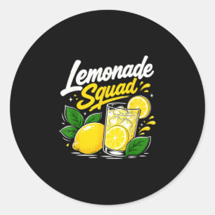Pegatina Redonda escuadrón de limonada verano bebida de limón amant