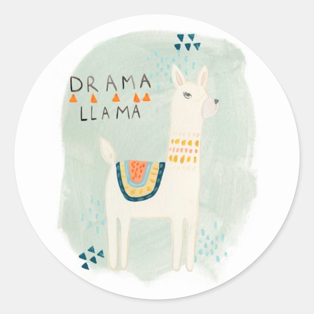 Pegatina Redonda Escuadrón de Llama - Drama Llama (Anverso)