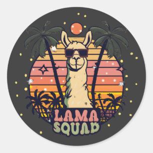 Pegatina Redonda Escuadrón de Llama Retro Vintage de Guay