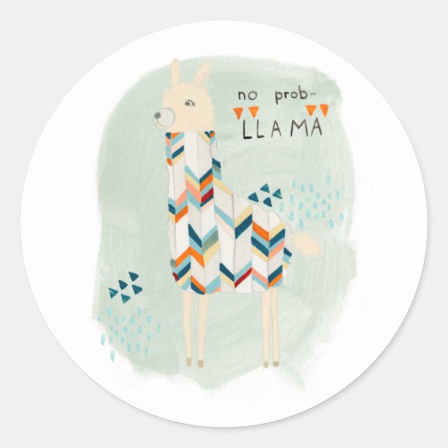 Pegatina Redonda Escuadrón de Llama - Sin Prob-llama (Anverso)