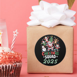 Pegatina Redonda Escuadrón de Navidad Personalizado Familia Santa 2