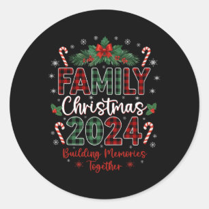 Pegatina Redonda Escuadrón de Navidades Familiares 2024 para Xmas c