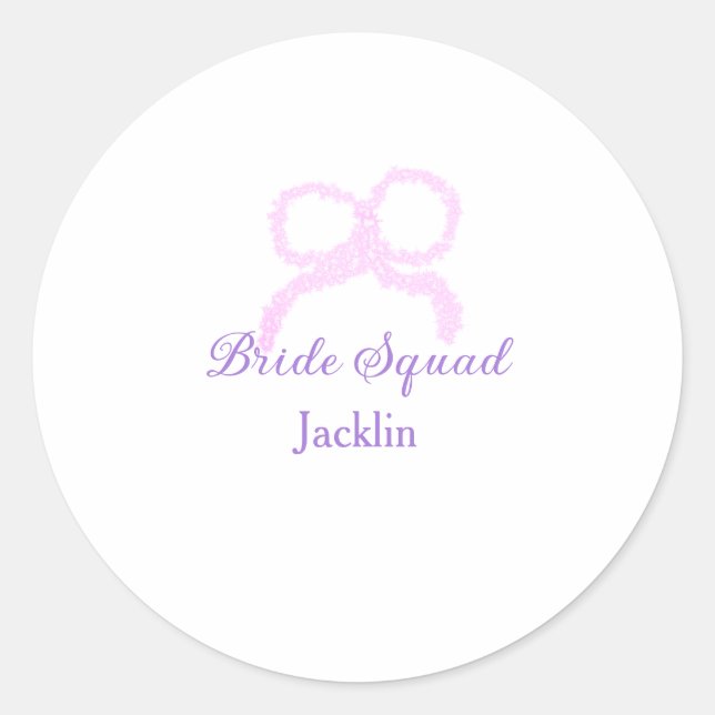 Pegatina Redonda Escuadrón de novias purpurina rosa estrella del ar (Anverso)
