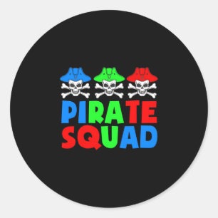 Pegatina Redonda Escuadrón de piratas cráneos de piratas lindos Hal