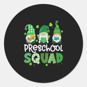 Pegatina Redonda escuadrón de preescolar gnomo maestro trébol de la