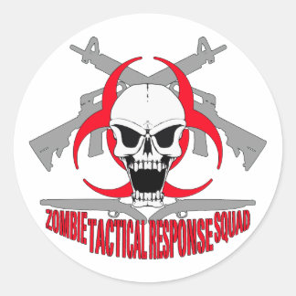 Pegatina Redonda escuadrón de respuesta táctica zombi 2
