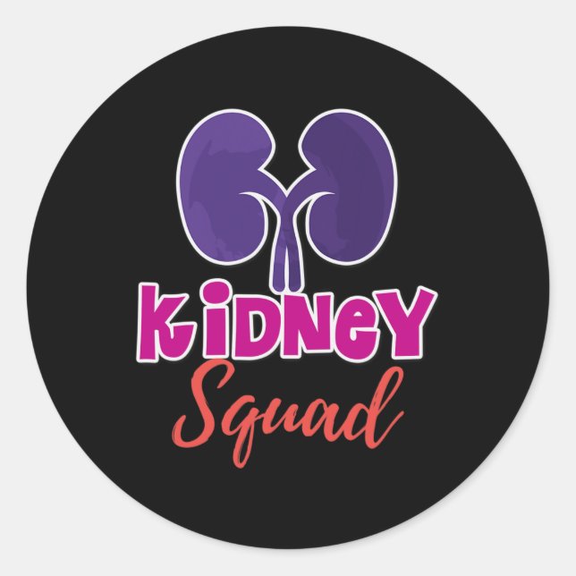 Pegatina Redonda Escuadrón de riñones Nefrología Enfermero Técnico  (Anverso)