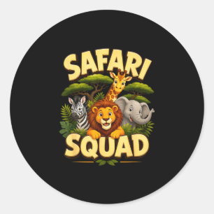 Pegatina Redonda escuadrón de safari diseño de tripulación de anima