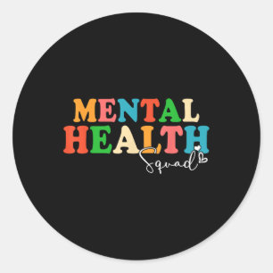 Pegatina Redonda Escuadrón De Salud Mental Lucha Contra La Enfermed