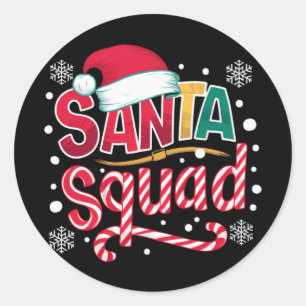 Pegatina Redonda Escuadrón de Santa Equipo de Navidad Equipo Famili