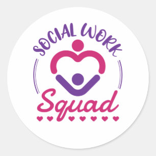 Pegatina Redonda Escuadrón de Trabajo Social Trabajador Social LCSW