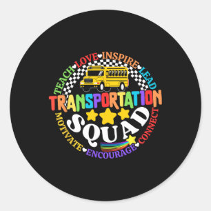 Pegatina Redonda Escuadrón de Transporte Regresa a la Escuela Condu