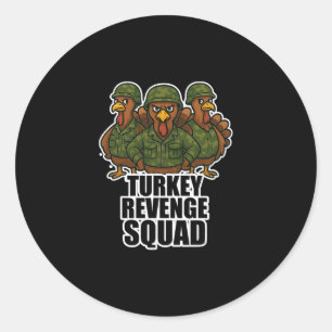 Pegatina Redonda Escuadrón de venganza de pavo Crew divertido de pa