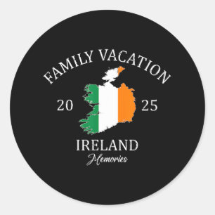 Pegatina Redonda Escuadrón de viajes familiares Irlanda 2025