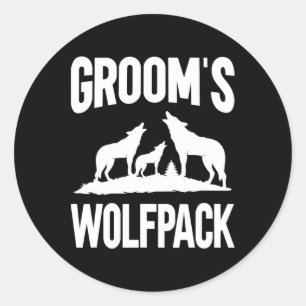 Pegatina Redonda Escuadrón del Novio Wolfpack