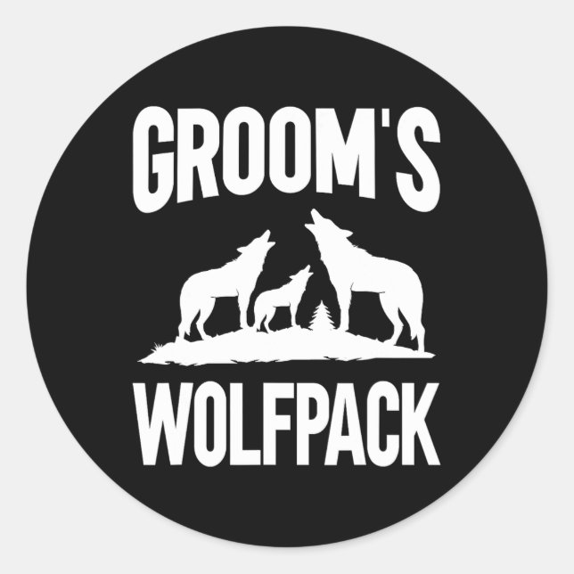 Pegatina Redonda Escuadrón del Novio Wolfpack (Anverso)