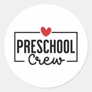 Pegatina Redonda Escuadrón preescolar de equipo de enseñanza preesc