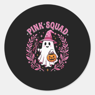 Pegatina Redonda escuadrón rosa cáncer de seno Halloween fantasma