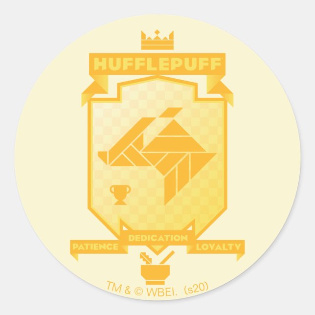 Pegatina Redonda Escudo Brutalist HUFFLEPUFF™ (Anverso)