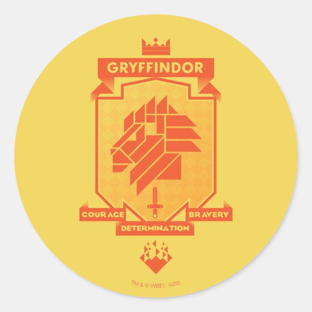 Pegatina Redonda Escudo Brutalista GRYFFINDOR™ (Anverso)