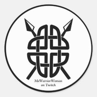 Pegatina Redonda Escudo celta, mujer guerrera en Twitch