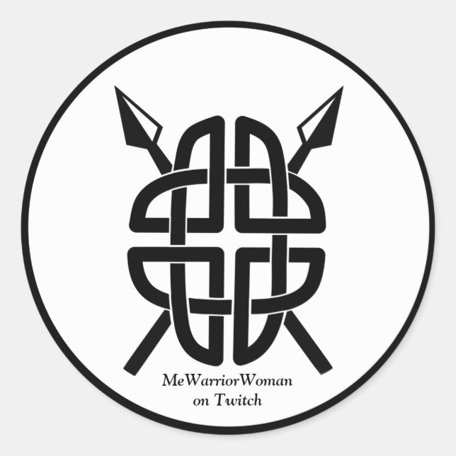 Pegatina Redonda Escudo celta, mujer guerrera en Twitch (Anverso)
