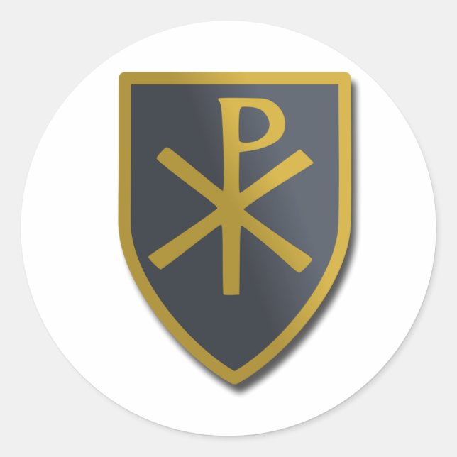 Pegatina Redonda Escudo cristiano (Anverso)